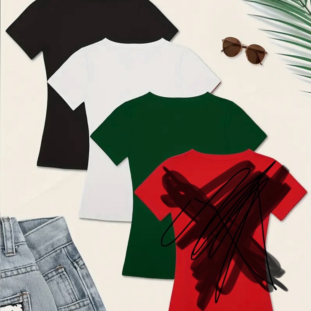 Classic Black and White & green Short Sleeve Tees bundle  NWOT